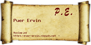Puer Ervin névjegykártya